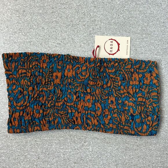 NWT Raga Bonfire Haze Bandeau Bando Smocked Strapless Tube Top Floral Paisley XS - Picture 5 of 11